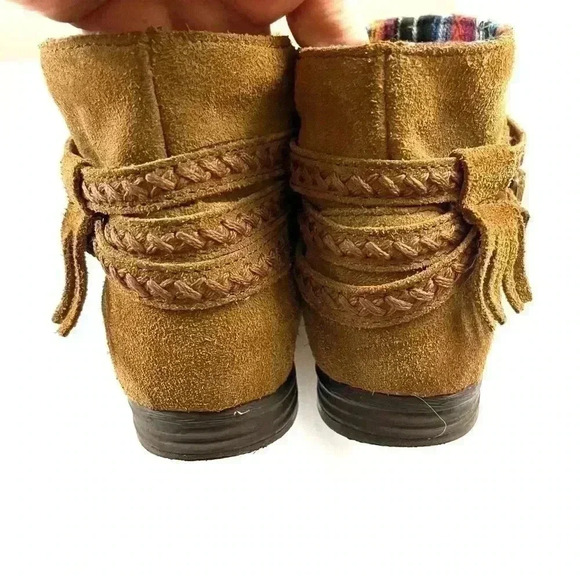 Minnetonka Women's Dixon Brown Suede Braided Buckle Moccasin Zip Booties Size 8 - Picture 8 of 10